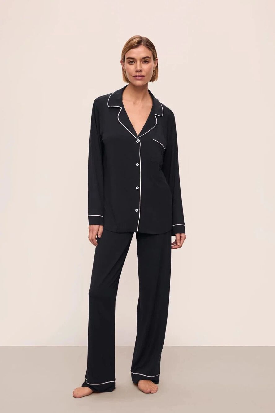🧡NWOT*Eberjey Gisele Tencel Modal Long PJ Set Women's Size S - Color Black $158